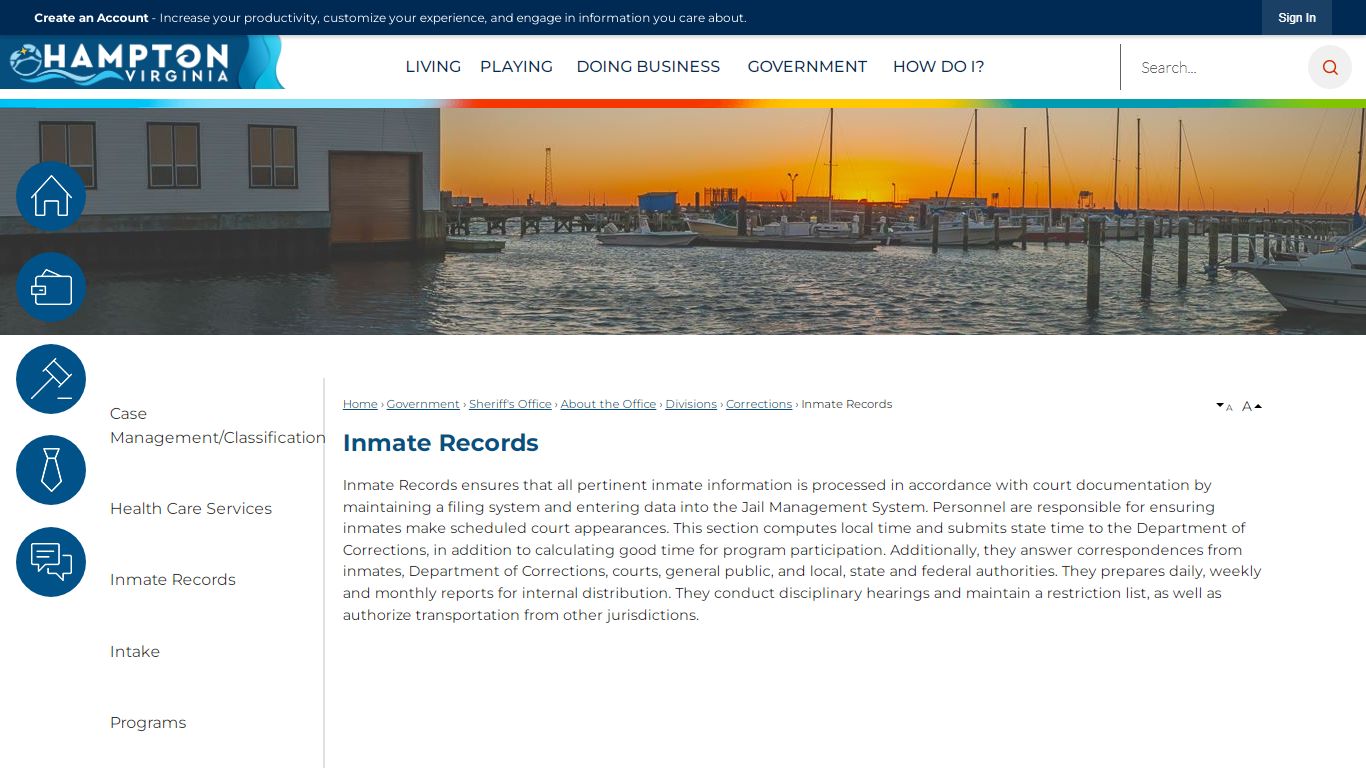 Inmate Records | Hampton, VA - Official Website